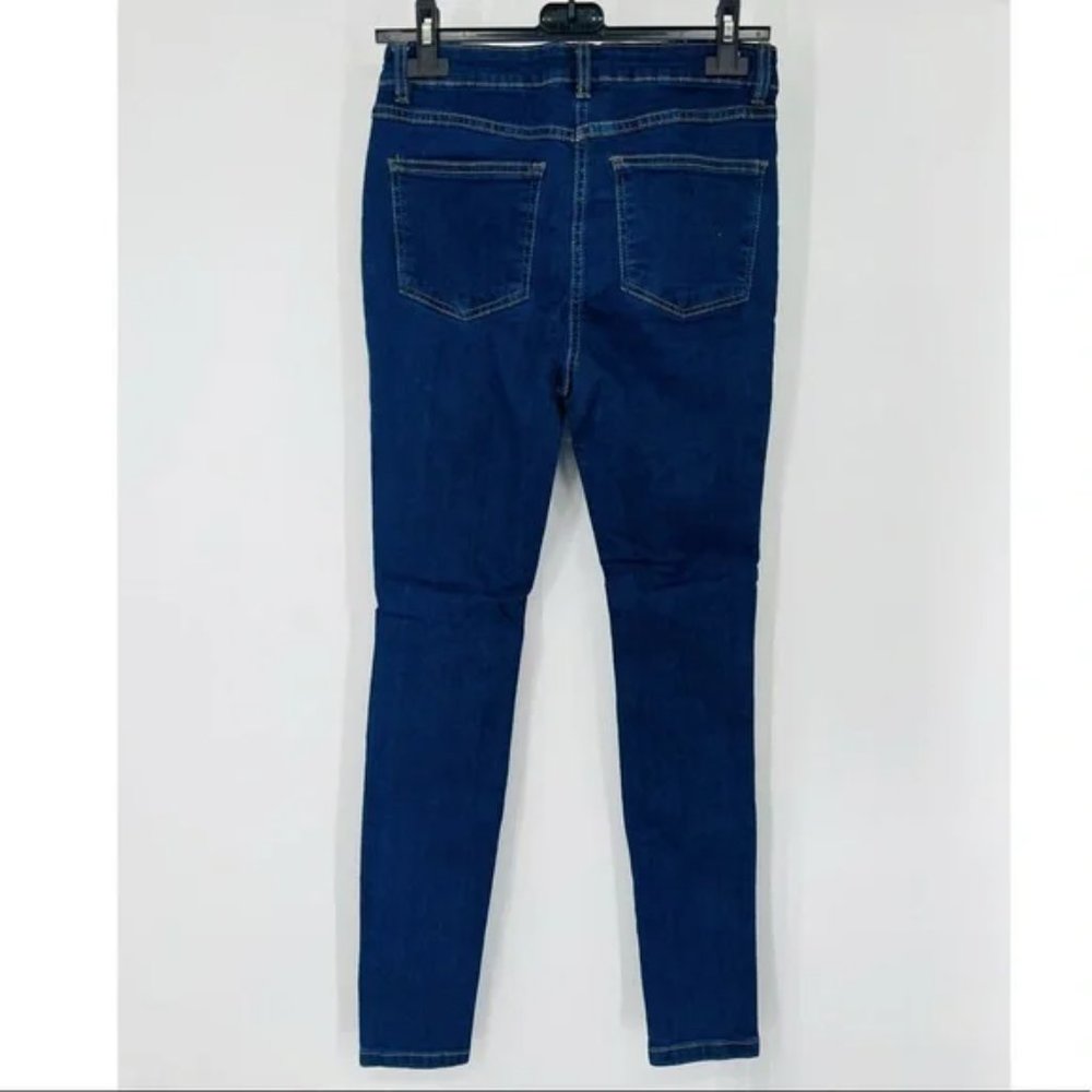 Blue High Waist Ripped Distressed Skinny Denim Jeans Pants - Picture 12 of 13